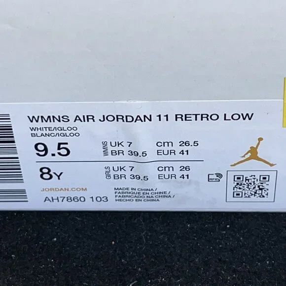 NEW Nike Air Jordan Retro 11 “Igloo” AH7860-103 Womens Size 9.5, Mens Size 8 - Picture 8 of 8